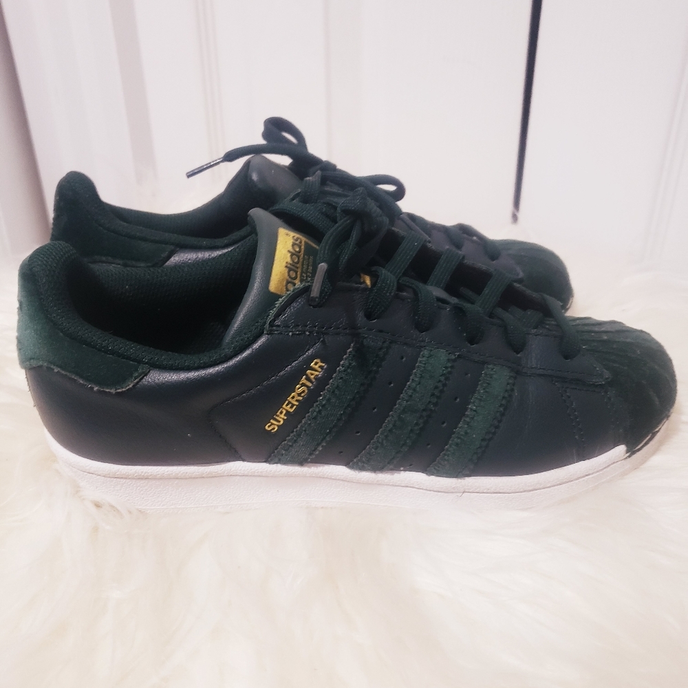 Adidas Superstar shoes Green velvet